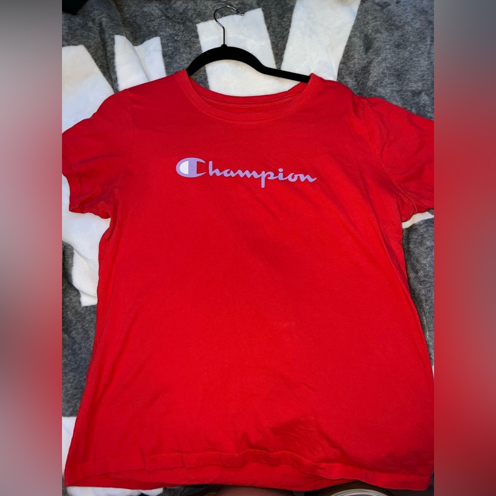 redish/orangish champion tee